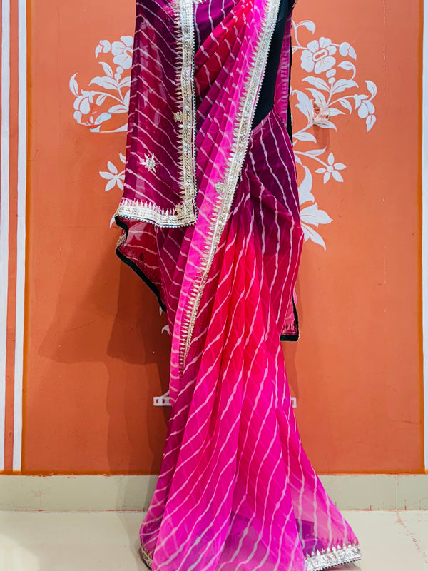 30 GM ROYAL GEORGETTE LEHERIYA GOTA PATTI SAREE