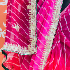 30 GM ROYAL GEORGETTE LEHERIYA GOTA PATTI SAREE