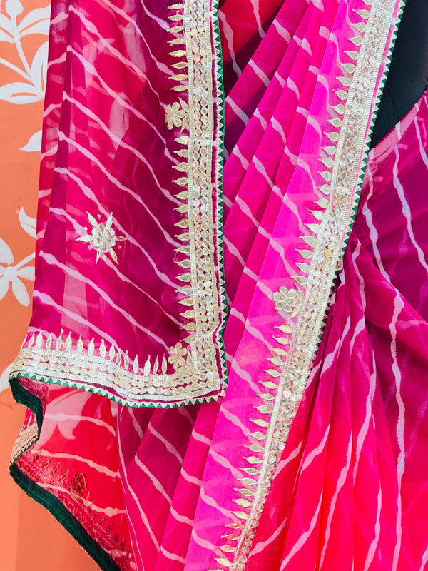 30 GM ROYAL GEORGETTE LEHERIYA GOTA PATTI SAREE