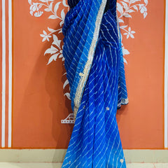 30 GM ROYAL GEORGETTE LEHERIYA GOTA PATTI SAREE