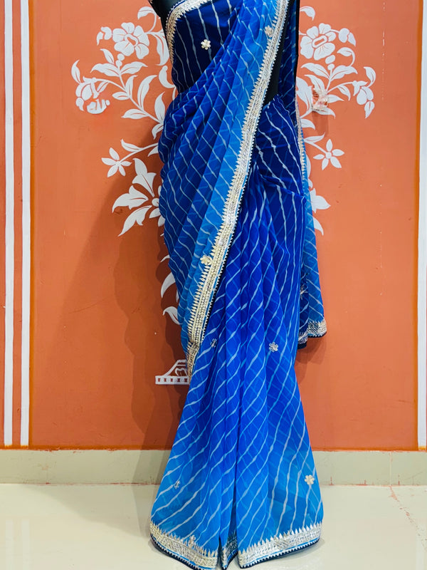 30 GM ROYAL GEORGETTE LEHERIYA GOTA PATTI SAREE
