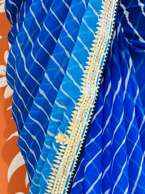30 GM ROYAL GEORGETTE LEHERIYA GOTA PATTI SAREE