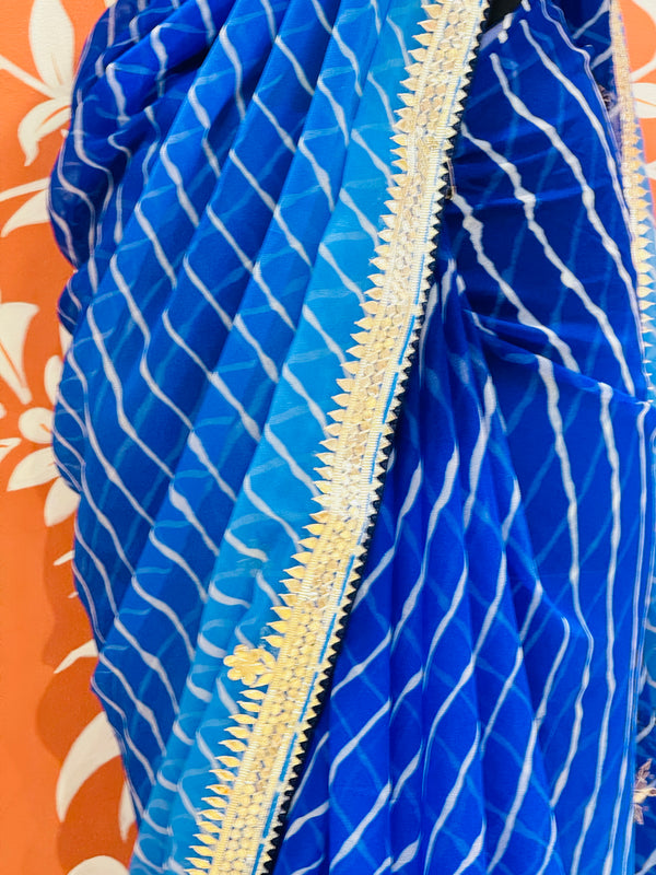 30 GM ROYAL GEORGETTE LEHERIYA GOTA PATTI SAREE