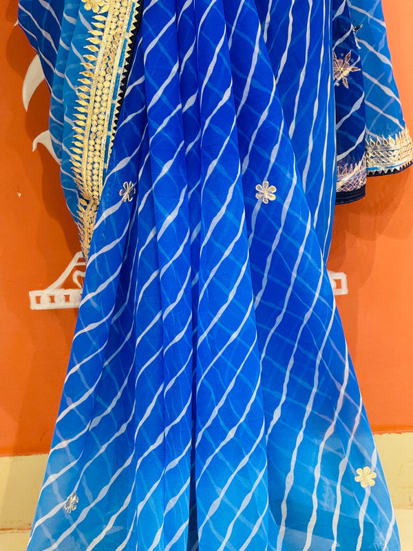 30 GM ROYAL GEORGETTE LEHERIYA GOTA PATTI SAREE