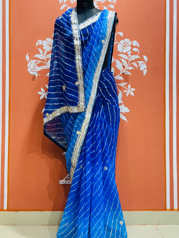 30 GM ROYAL GEORGETTE LEHERIYA GOTA PATTI SAREE