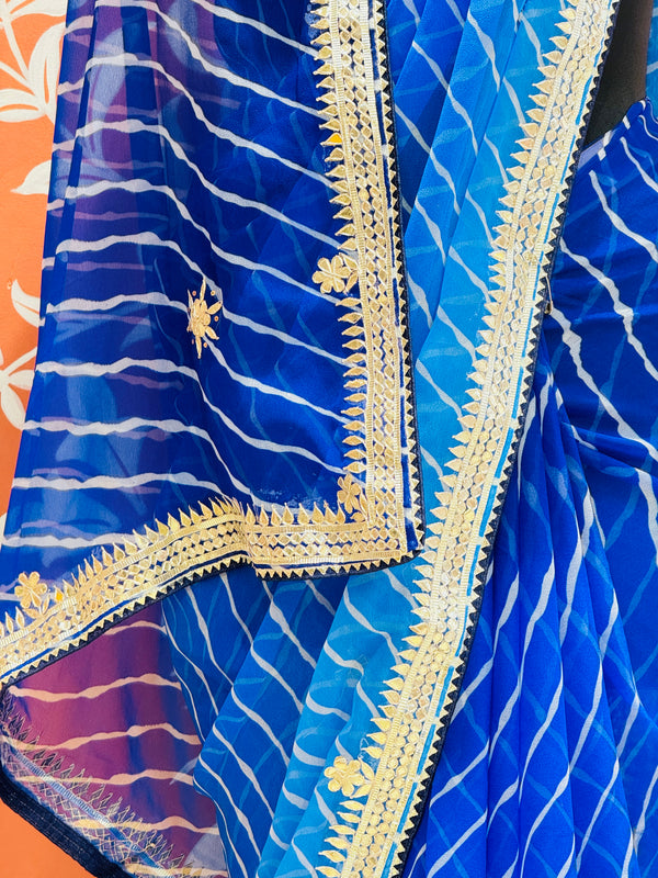 30 GM ROYAL GEORGETTE LEHERIYA GOTA PATTI SAREE