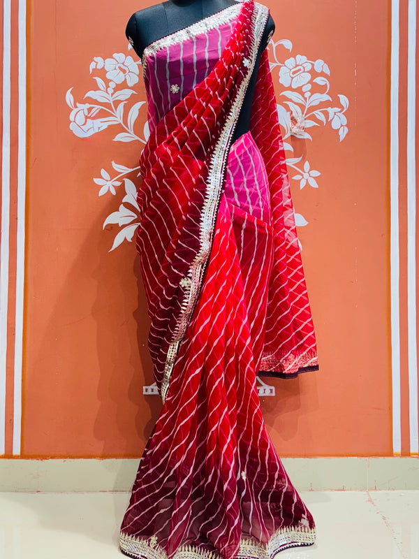30 GM ROYAL GEORGETTE LEHERIYA GOTA PATTI SAREE