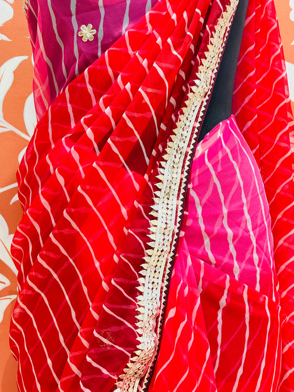 30 GM ROYAL GEORGETTE LEHERIYA GOTA PATTI SAREE