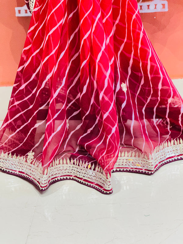 30 GM ROYAL GEORGETTE LEHERIYA GOTA PATTI SAREE