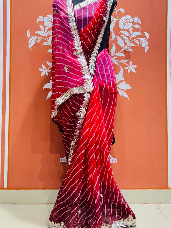 30 GM ROYAL GEORGETTE LEHERIYA GOTA PATTI SAREE