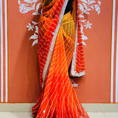 30 GM ROYAL GEORGETTE LEHERIYA GOTA PATTI SAREE