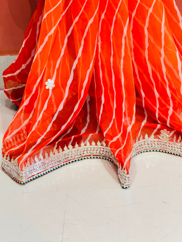 30 GM ROYAL GEORGETTE LEHERIYA GOTA PATTI SAREE