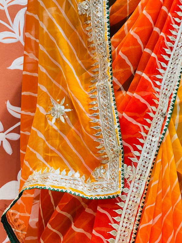 30 GM ROYAL GEORGETTE LEHERIYA GOTA PATTI SAREE