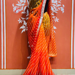 30 GM ROYAL GEORGETTE LEHERIYA GOTA PATTI SAREE