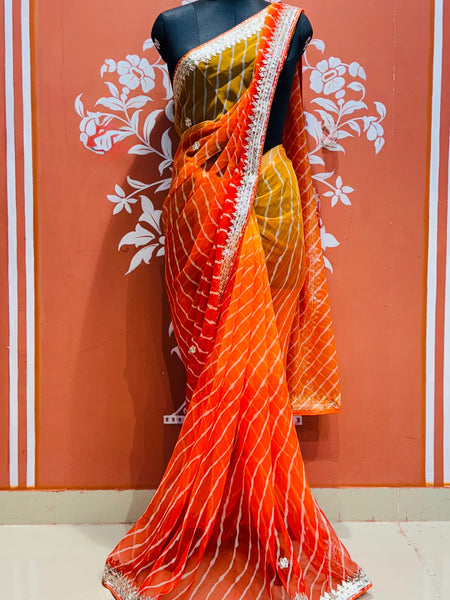 30 GM ROYAL GEORGETTE LEHERIYA GOTA PATTI SAREE
