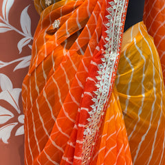 30 GM ROYAL GEORGETTE LEHERIYA GOTA PATTI SAREE