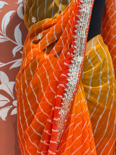 30 GM ROYAL GEORGETTE LEHERIYA GOTA PATTI SAREE