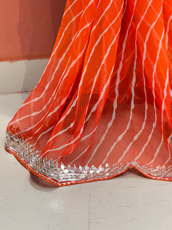 30 GM ROYAL GEORGETTE LEHERIYA GOTA PATTI SAREE