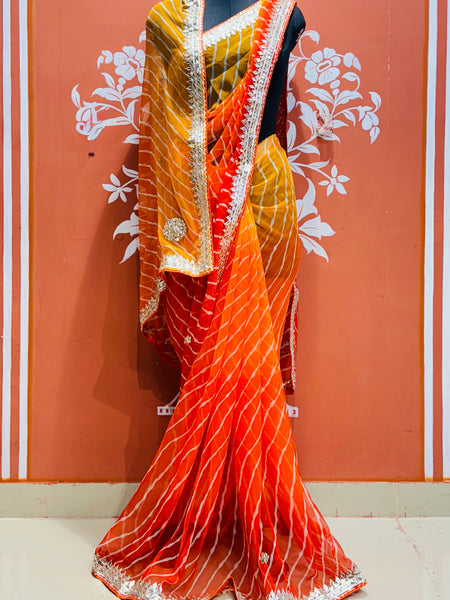 30 GM ROYAL GEORGETTE LEHERIYA GOTA PATTI SAREE