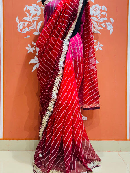 30 GM ROYAL GEORGETTE LEHERIYA GOTA PATTI SAREE