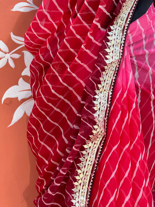 30 GM ROYAL GEORGETTE LEHERIYA GOTA PATTI SAREE