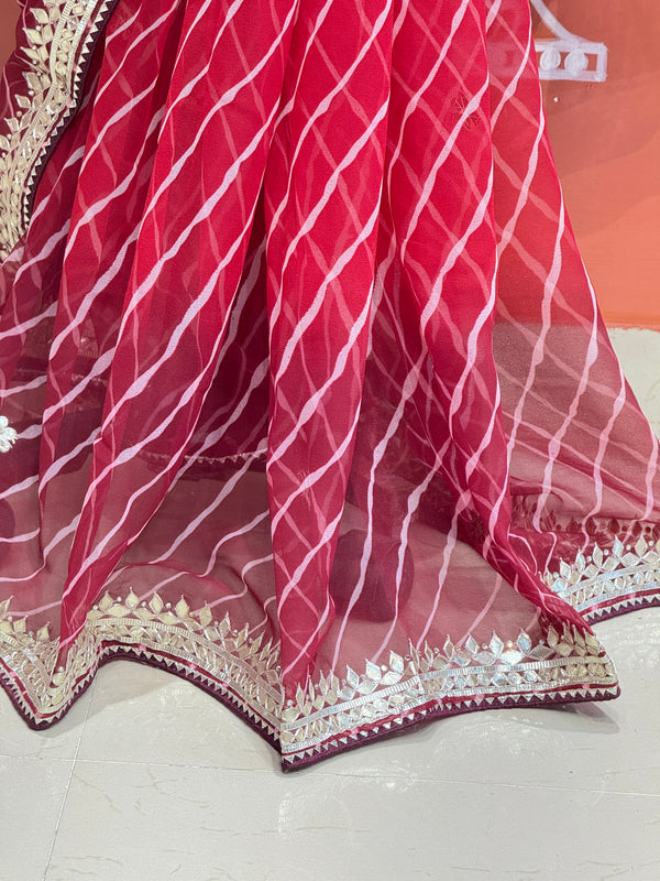 30 GM ROYAL GEORGETTE LEHERIYA GOTA PATTI SAREE