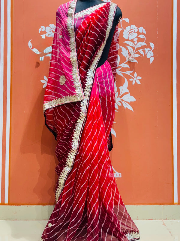 30 GM ROYAL GEORGETTE LEHERIYA GOTA PATTI SAREE