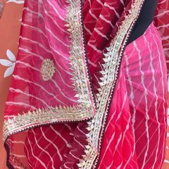 30 GM ROYAL GEORGETTE LEHERIYA GOTA PATTI SAREE