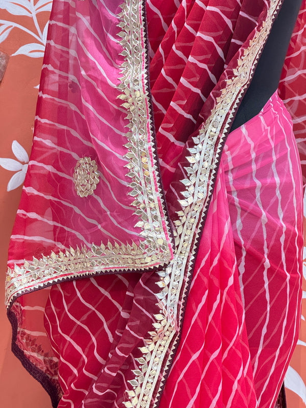 30 GM ROYAL GEORGETTE LEHERIYA GOTA PATTI SAREE