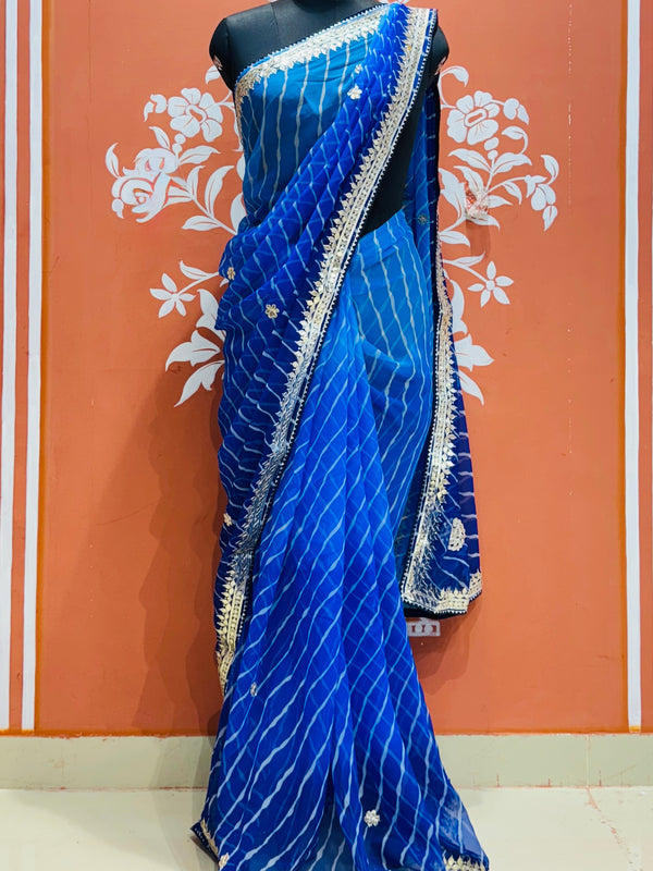 30 GM ROYAL GEORGETTE LEHERIYA GOTA PATTI SAREE