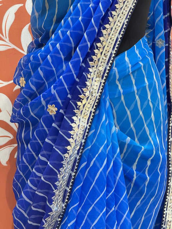 30 GM ROYAL GEORGETTE LEHERIYA GOTA PATTI SAREE