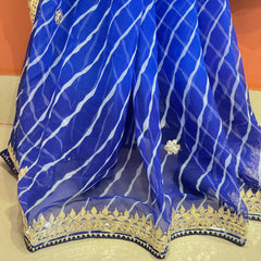 30 GM ROYAL GEORGETTE LEHERIYA GOTA PATTI SAREE