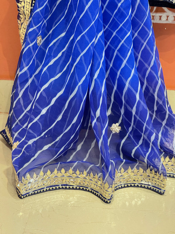 30 GM ROYAL GEORGETTE LEHERIYA GOTA PATTI SAREE