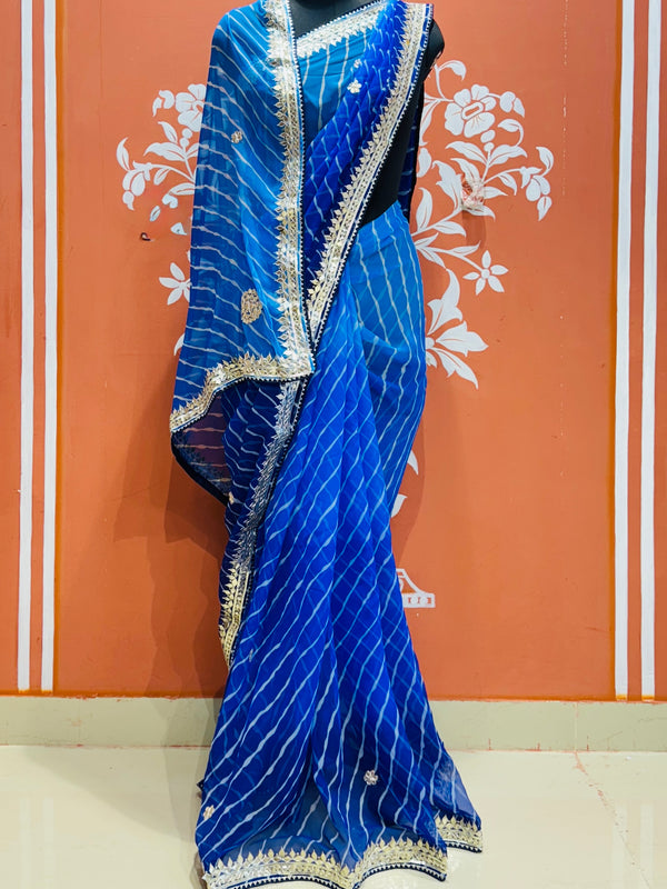 30 GM ROYAL GEORGETTE LEHERIYA GOTA PATTI SAREE