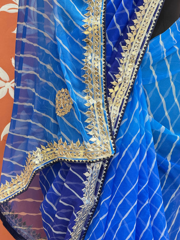 30 GM ROYAL GEORGETTE LEHERIYA GOTA PATTI SAREE