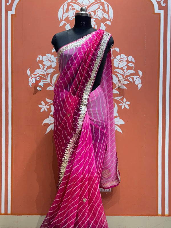 30 GM ROYAL GEORGETTE LEHERIYA GOTA PATTI SAREE