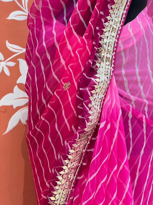 30 GM ROYAL GEORGETTE LEHERIYA GOTA PATTI SAREE