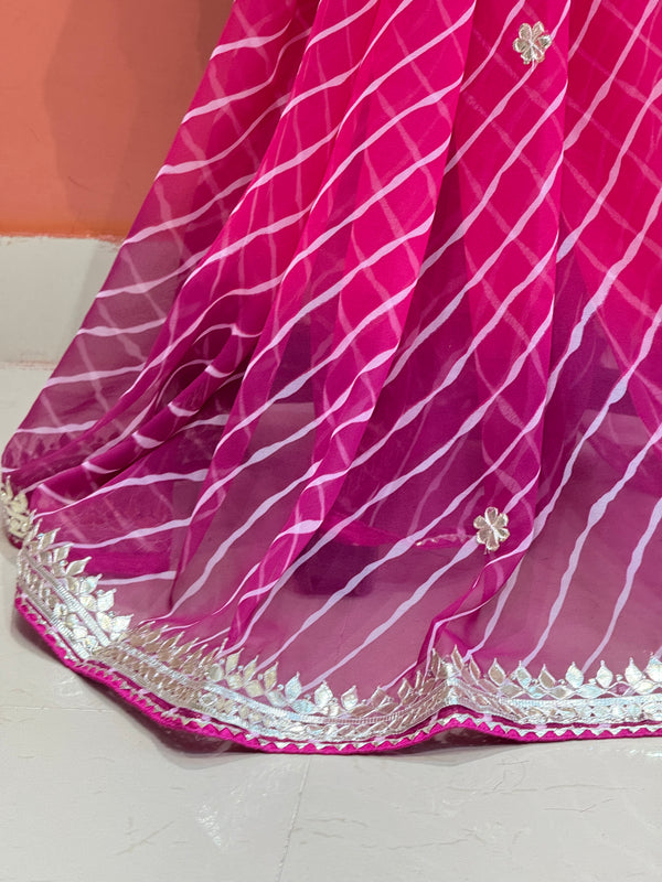 30 GM ROYAL GEORGETTE LEHERIYA GOTA PATTI SAREE