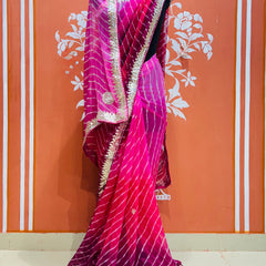 30 GM ROYAL GEORGETTE LEHERIYA GOTA PATTI SAREE