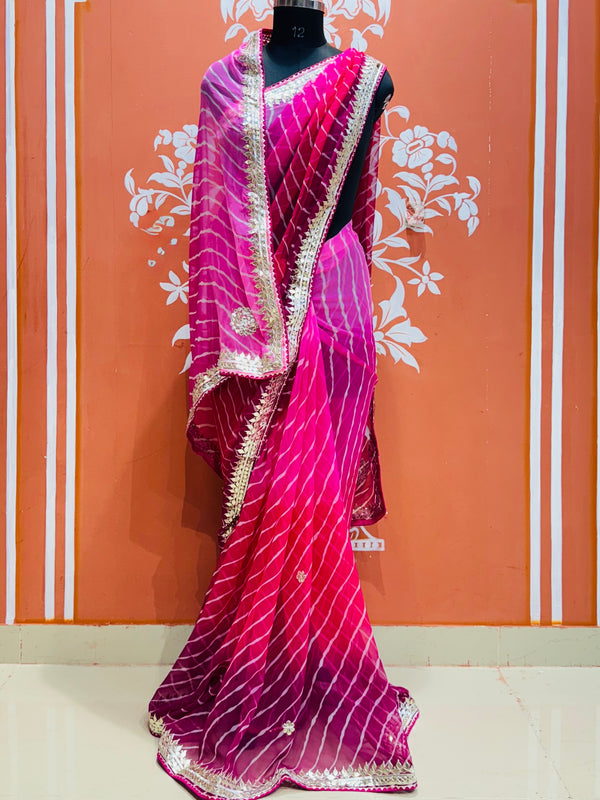 30 GM ROYAL GEORGETTE LEHERIYA GOTA PATTI SAREE