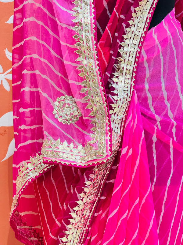 30 GM ROYAL GEORGETTE LEHERIYA GOTA PATTI SAREE