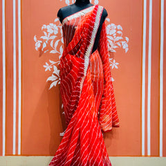 30 GM ROYAL GEORGETTE LEHERIYA GOTA PATTI SAREE