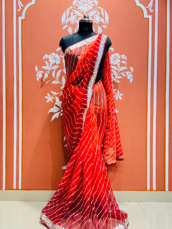 30 GM ROYAL GEORGETTE LEHERIYA GOTA PATTI SAREE