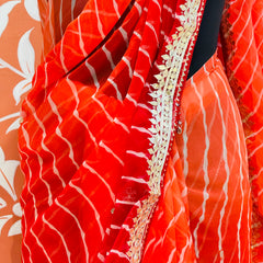 30 GM ROYAL GEORGETTE LEHERIYA GOTA PATTI SAREE