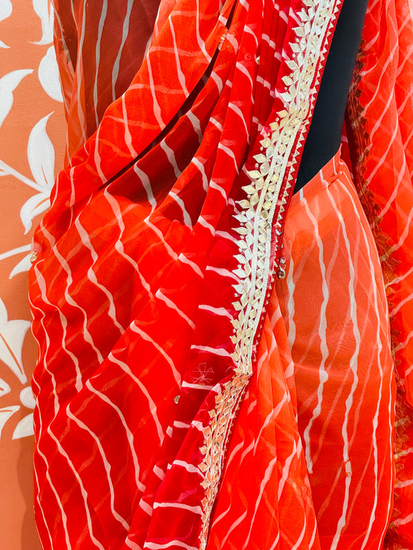 30 GM ROYAL GEORGETTE LEHERIYA GOTA PATTI SAREE
