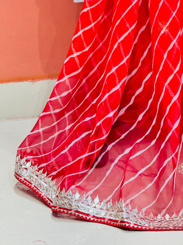 30 GM ROYAL GEORGETTE LEHERIYA GOTA PATTI SAREE