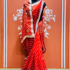 30 GM ROYAL GEORGETTE LEHERIYA GOTA PATTI SAREE