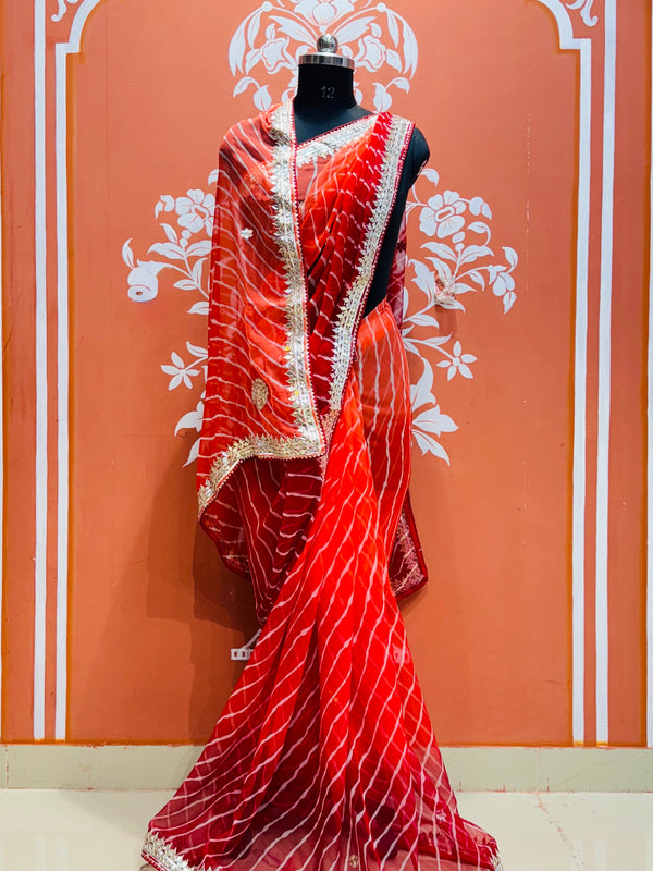 30 GM ROYAL GEORGETTE LEHERIYA GOTA PATTI SAREE