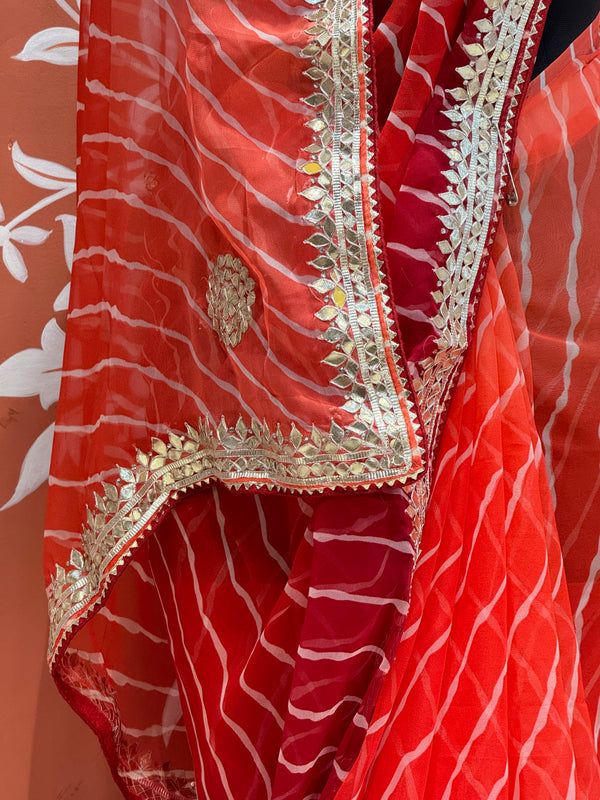 30 GM ROYAL GEORGETTE LEHERIYA GOTA PATTI SAREE