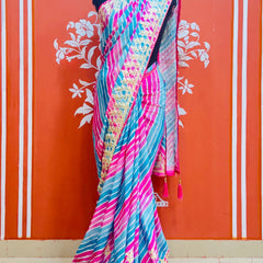 CHINON GOTA PATTI LEHERIYA SAREE